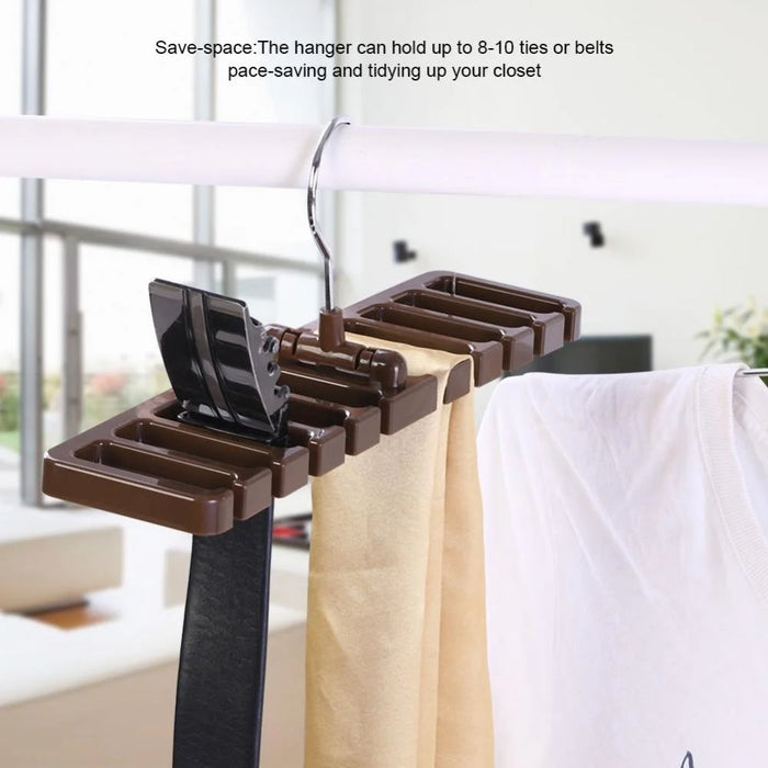 Multifunction Belt Organizer Rack Space Saving Closet Storage Hanger for Ties Scarves Hats - Brown - 5