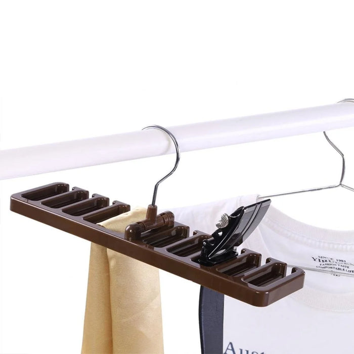 Multifunction Belt Organizer Rack Space Saving Closet Storage Hanger for Ties Scarves Hats - Brown - 6
