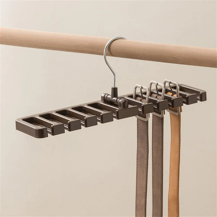 Multifunction Belt Organizer Rack Space Saving Closet Storage Hanger for Ties Scarves Hats - Brown - 7