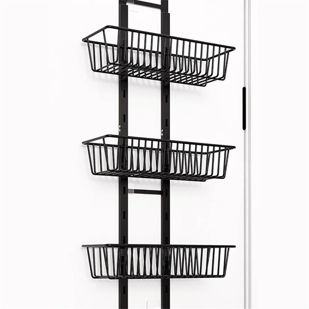 3 Tier Hanging Organizer Multi Layer Door Storage Rack No Drill Design for Kitchen Bedroom Bathroom - 3