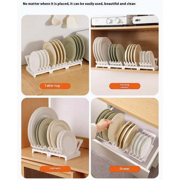 Kitchen Dish Drying Rack Plate Organizer Countertop Drainer Drawer Vertical Plate Divider Storage Holder - 3