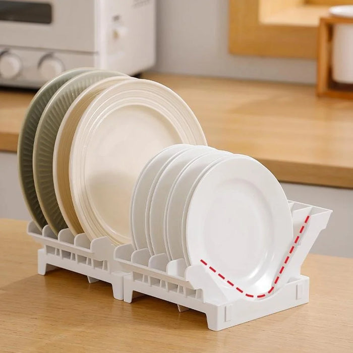 Kitchen Dish Drying Rack Plate Organizer Countertop Drainer Drawer Vertical Plate Divider Storage Holder - 5