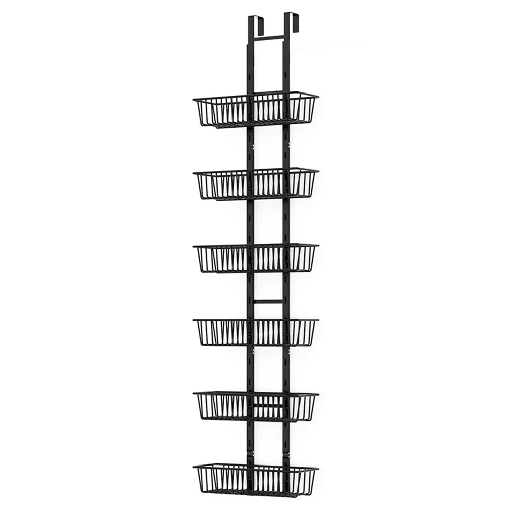6 Tier Hanging Organizer Multi Layer Door Storage Rack No Drill Design for Kitchen Bedroom Bathroom - 1