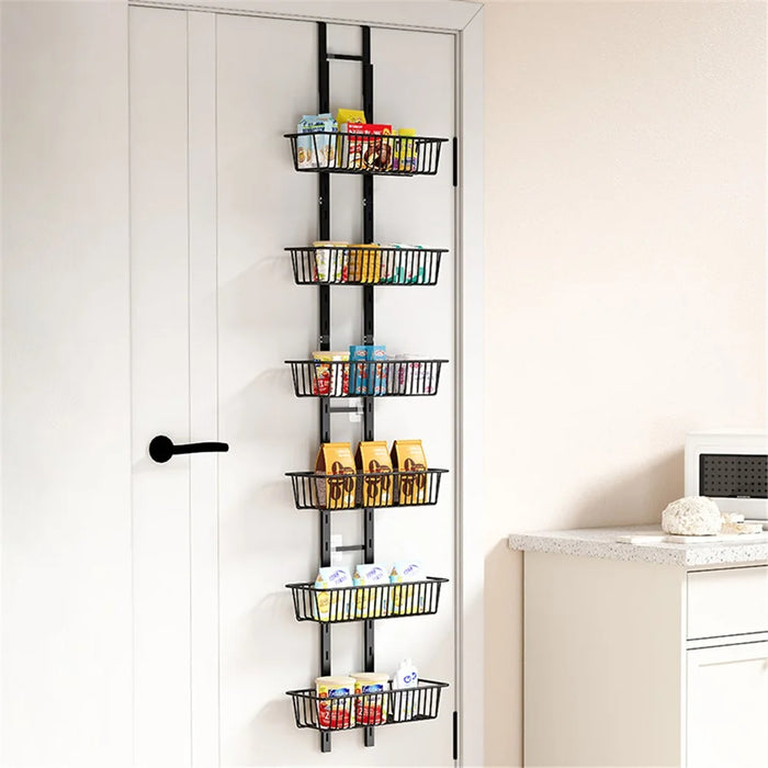 5 Tier Hanging Organizer Multi Layer Door Storage Rack No Drill Design for Kitchen Bedroom Bathroom - 6