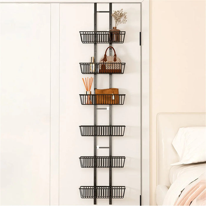 5 Tier Hanging Organizer Multi Layer Door Storage Rack No Drill Design for Kitchen Bedroom Bathroom - 7