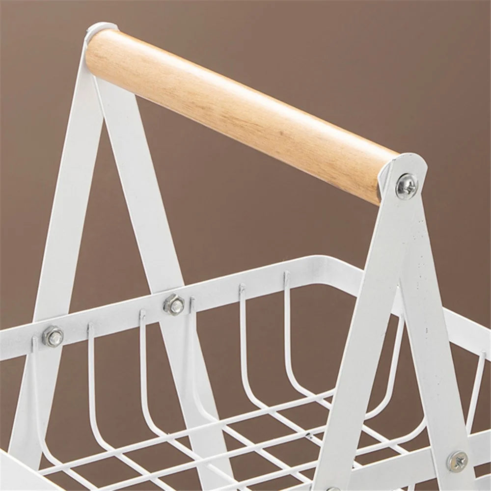 3-Tier Fruit Basket Kitchen Storage Rack Iron Hollow Mesh Living Room Snack Holder - White - 3