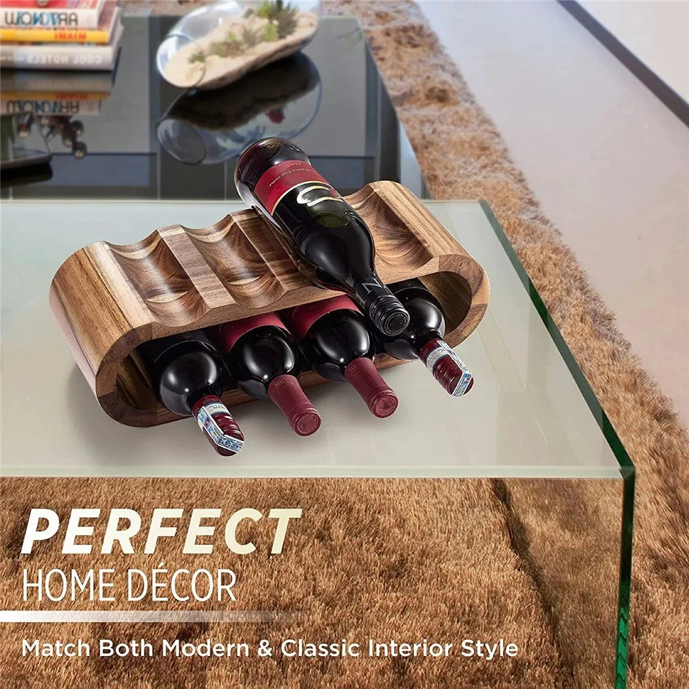 Wooden Wine Rack 8 Bottles Double Layer Display Stand Modern Minimalist Tabletop Organizer For Kitchen  /  Dining Room - 4