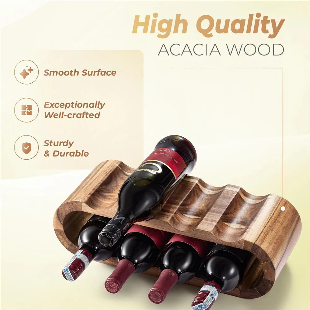 Wooden Wine Rack 8 Bottles Double Layer Display Stand Modern Minimalist Tabletop Organizer For Kitchen  /  Dining Room - 5