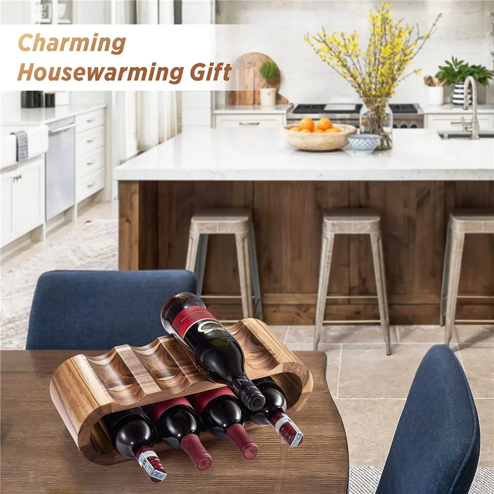 Wooden Wine Rack 8 Bottles Double Layer Display Stand Modern Minimalist Tabletop Organizer For Kitchen  /  Dining Room - 7