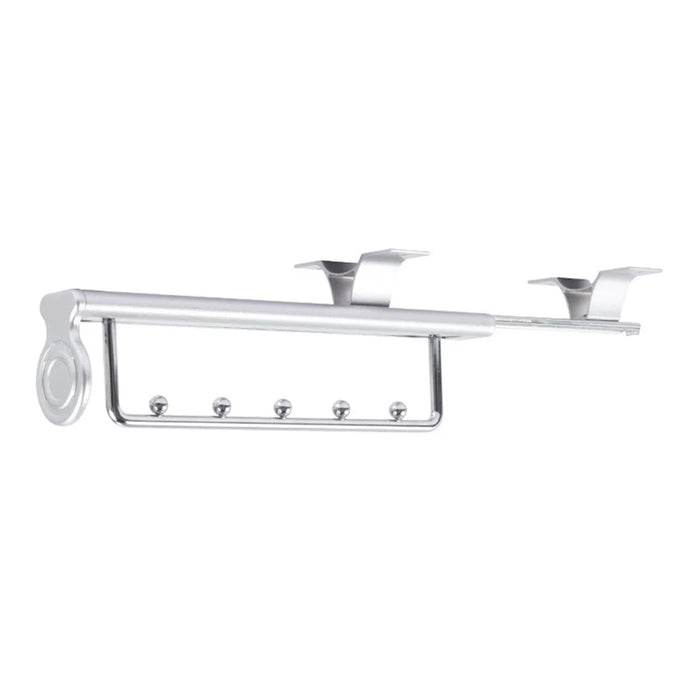 12 Inch Wardrobe Closet Retractable Pull-Out Clothes Hanging Rod Metal Pants Hanger Rack - Silver - 1