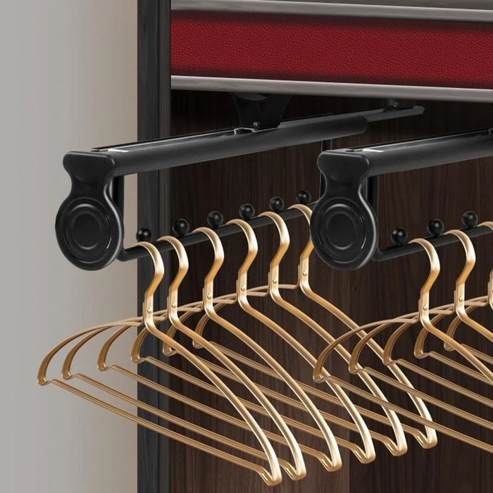 12 Inch Wardrobe Closet Retractable Pull-Out Clothes Hanging Rod Metal Pants Hanger Rack - Silver - 7