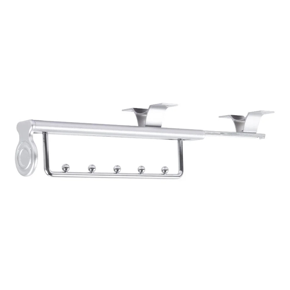 18 Inch Wardrobe Closet Slide Rail Pull-Out Clothes Hanging Rod Metal Pants Hanger Rack - Silver - 1
