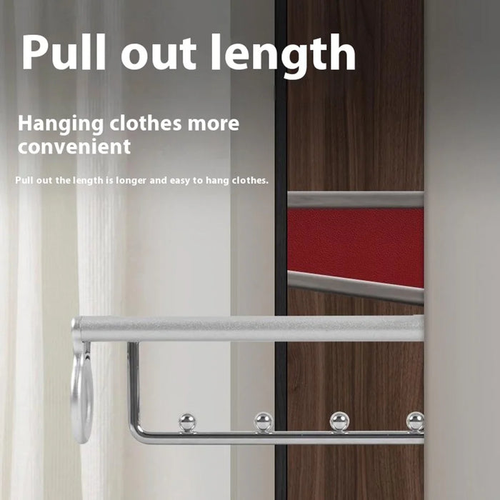 18 Inch Wardrobe Closet Slide Rail Pull-Out Clothes Hanging Rod Metal Pants Hanger Rack - Silver - 5