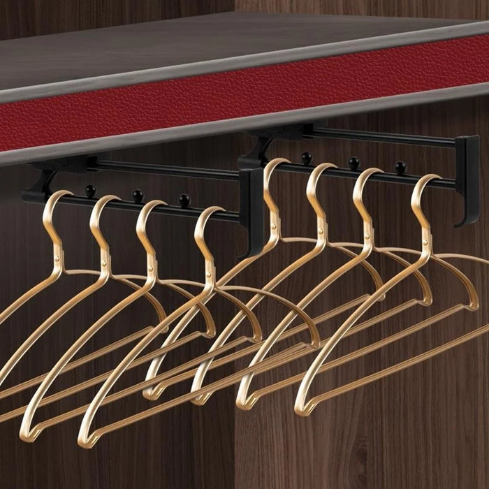 18 Inch Wardrobe Closet Slide Rail Pull-Out Clothes Hanging Rod Metal Pants Hanger Rack - Silver - 6