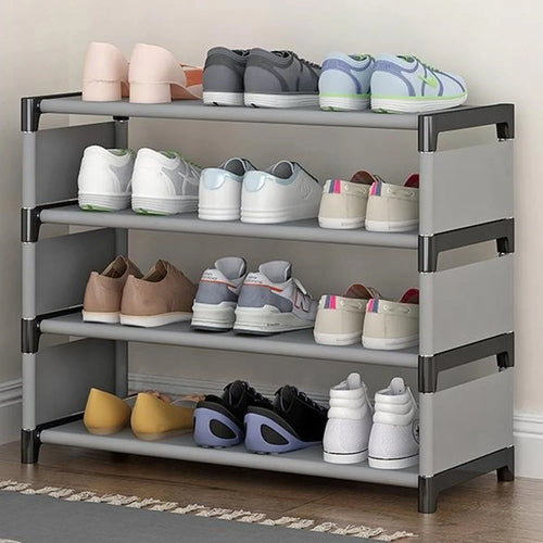 4 Layers Space Saving Shoe Rack Shoe Storage Organizer Shelf for Apartment Entryway, 54 x 26 x 55cm - Grey - 1