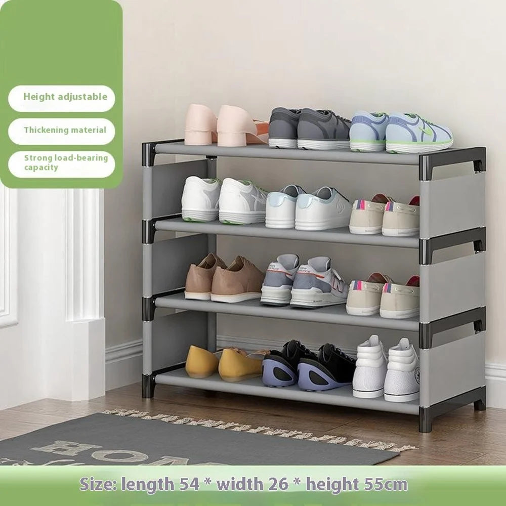 4 Layers Space Saving Shoe Rack Shoe Storage Organizer Shelf for Apartment Entryway, 54 x 26 x 55cm - Grey - 2