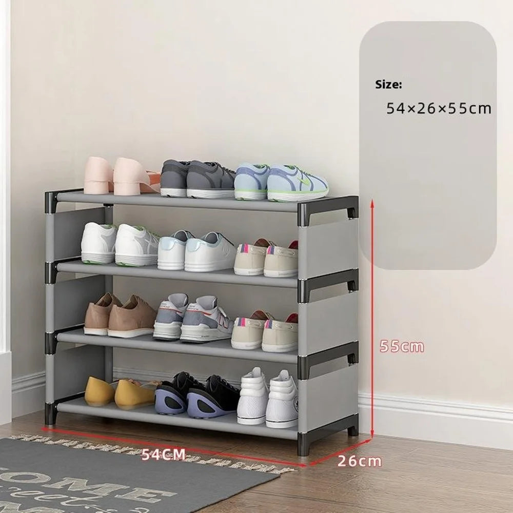 4 Layers Space Saving Shoe Rack Shoe Storage Organizer Shelf for Apartment Entryway, 54 x 26 x 55cm - Grey - 7
