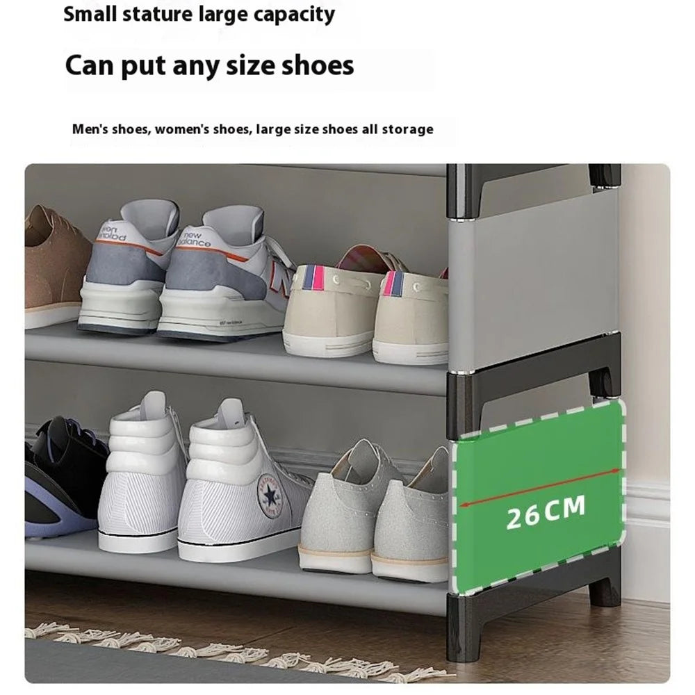 5 Layers Space Saving Shoe Rack Shoe Storage Organizer Shelf for Apartment Entryway, 54 x 26 x 72cm - Grey - 3