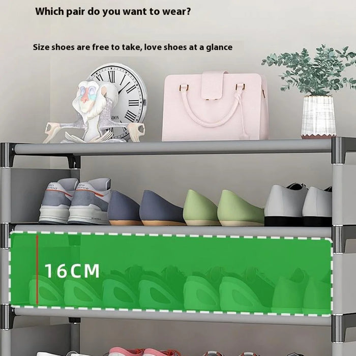 7 Layers Space Saving Shoe Rack Shoe Storage Organizer Shelf for Apartment Entryway, 54 x 26 x 106cm - Grey - 4