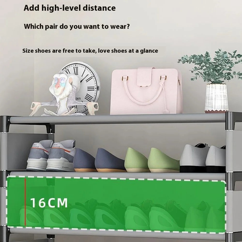 8 Layers Space Saving Shoe Rack Shoe Storage Organizer Shelf for Apartment Entryway, 54 x 26 x 123cm - Grey - 4
