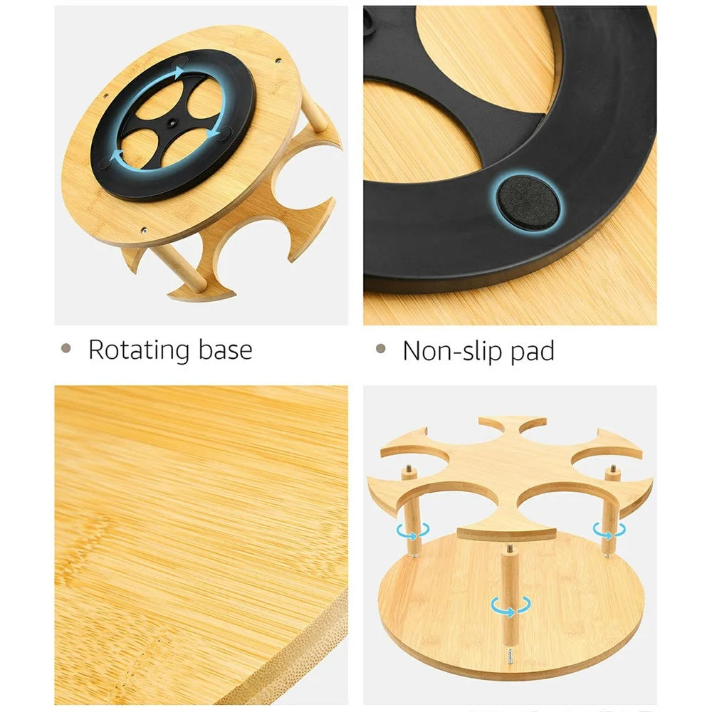 For Stanley Cup Holder 360° Rotating Organizer For Desk Storage Bamboo Wood Mug Rack - 3