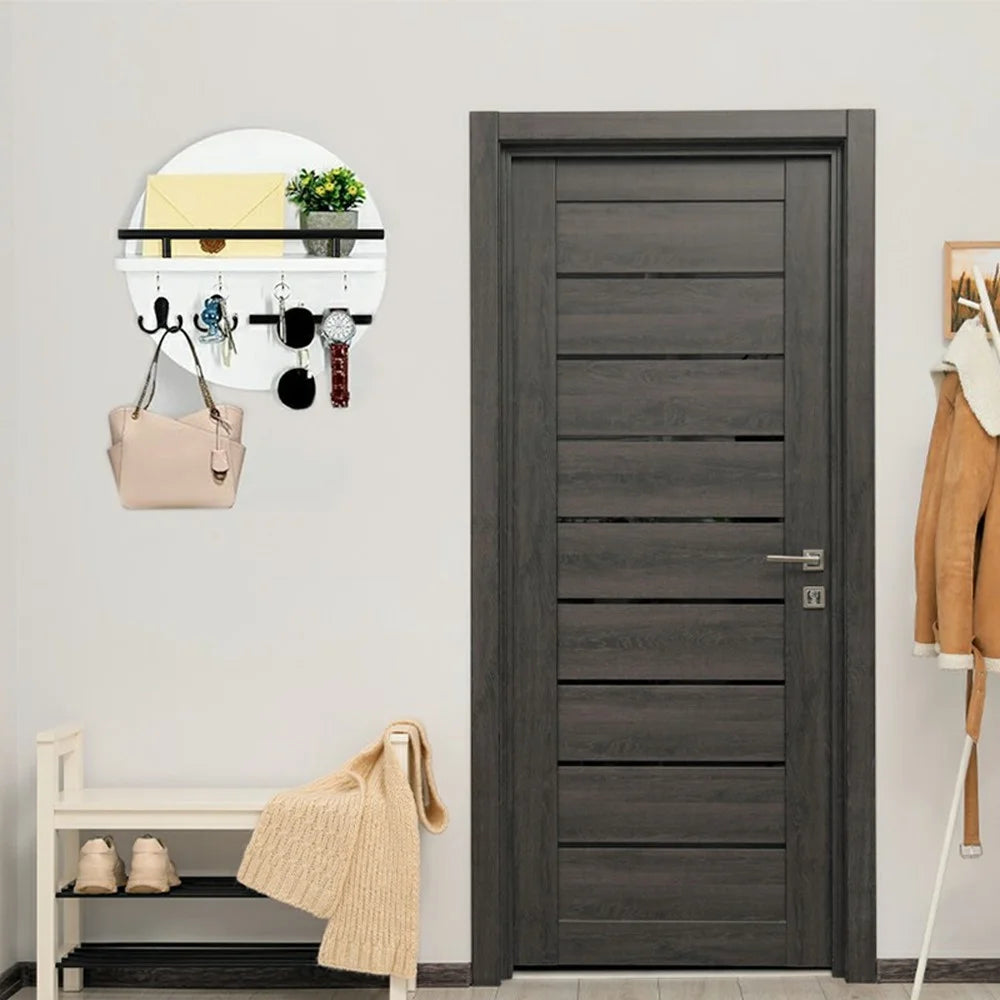 Wall Mounted Key Holder Organizer Round Decorative Shelf for Entryway Living Room Multi-Function Storage Rack - 5