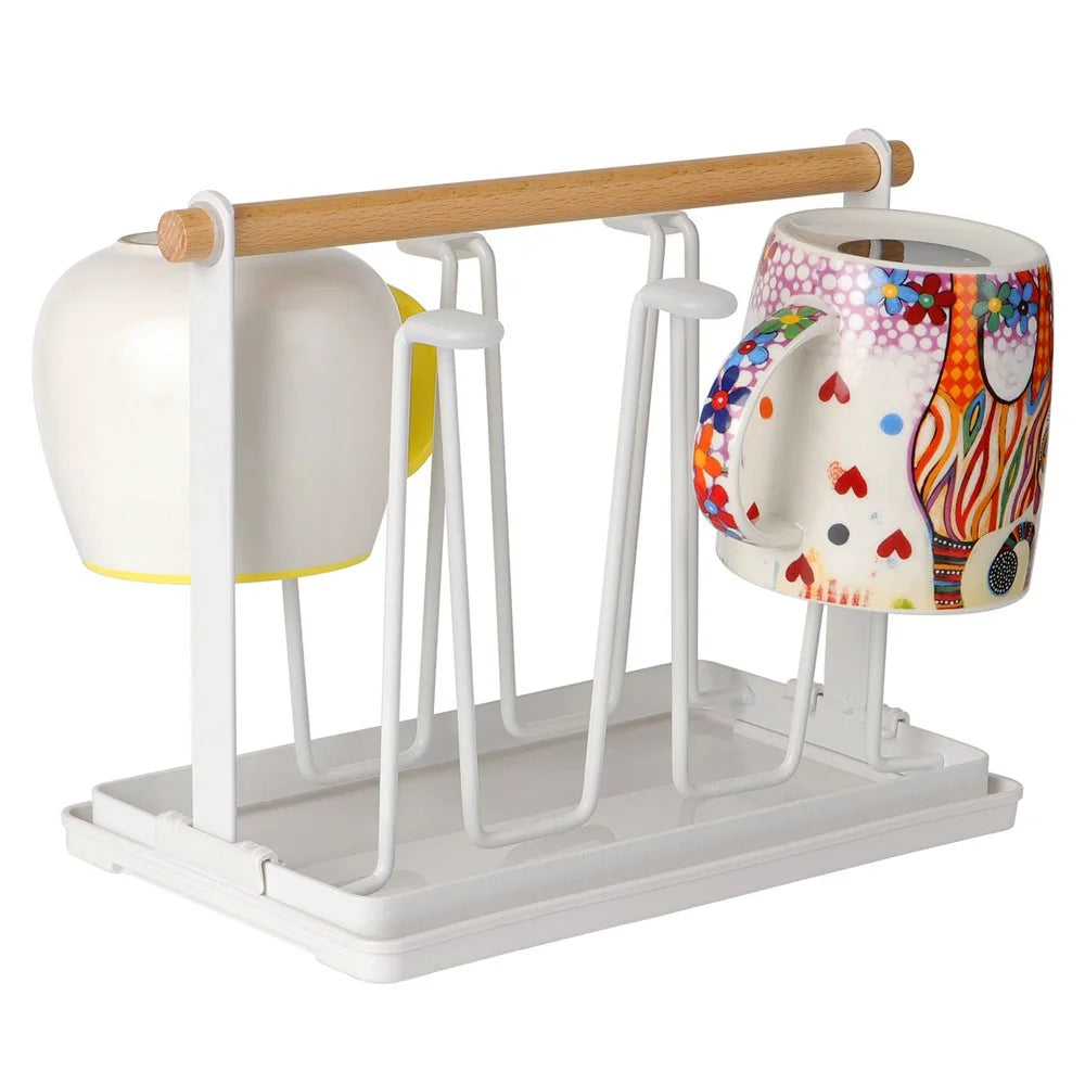 Iron Kitchen Cup Holder Rack Drainer Stand Mug Wine Glasses Countertop Organizer Storage Shelf - 1