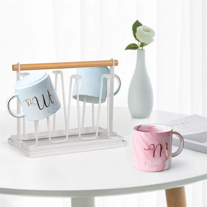 Iron Kitchen Cup Holder Rack Drainer Stand Mug Wine Glasses Countertop Organizer Storage Shelf - 3