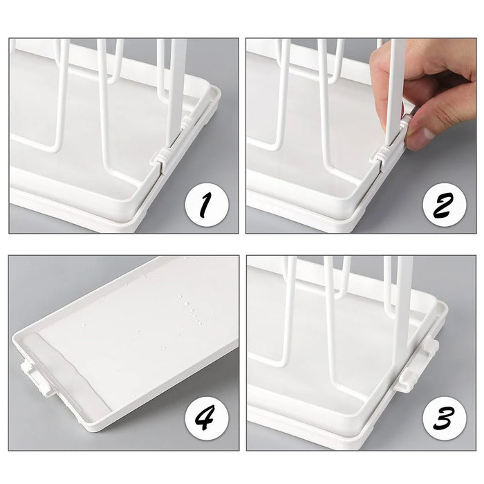 Iron Kitchen Cup Holder Rack Drainer Stand Mug Wine Glasses Countertop Organizer Storage Shelf - 5