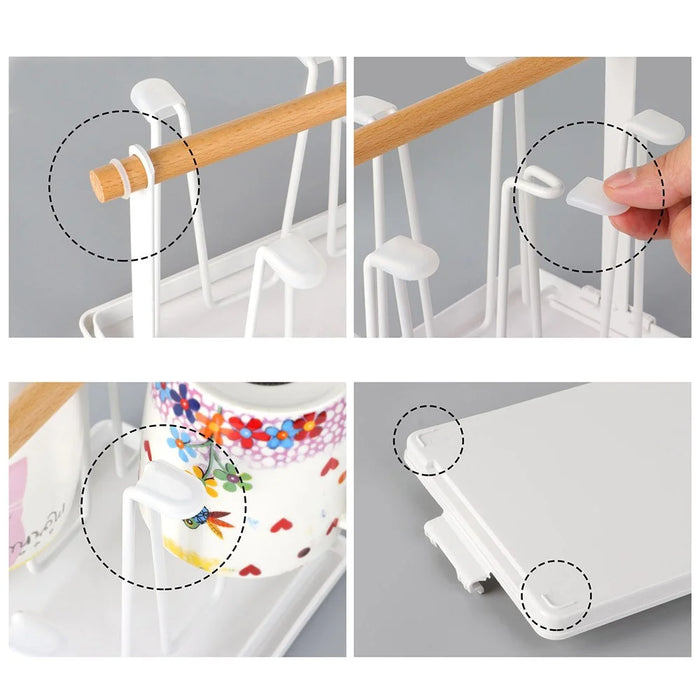 Iron Kitchen Cup Holder Rack Drainer Stand Mug Wine Glasses Countertop Organizer Storage Shelf - 6
