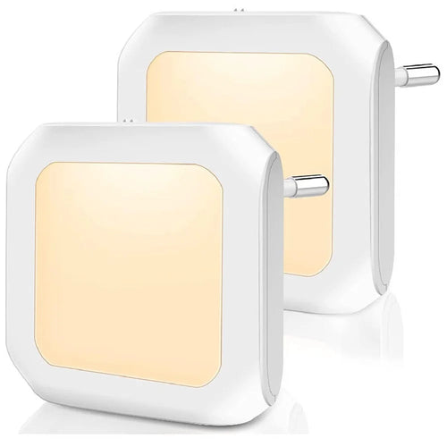 2Pcs EU Plug Square Night Light Stepless Dimmable Lamp for Bedroom Hallway - 1