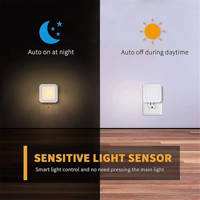 2Pcs EU Plug Square Night Light Stepless Dimmable Lamp for Bedroom Hallway - 4