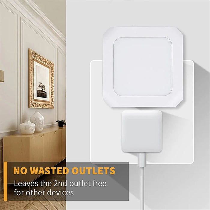 2Pcs EU Plug Square Night Light Stepless Dimmable Lamp for Bedroom Hallway - 7