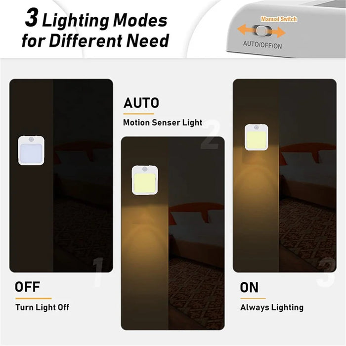 Motion Sensor Night Light Plug-In Warm White LED Stepless Dimmable Light for Bedroom Hallway Bathroom - EU Plug - 5