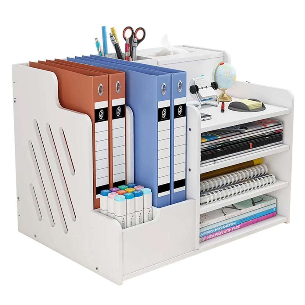 Office Desktop File Organizer Multi-Layer Document Holder A4 Paper Storage Rack Book Stationery Stand - 1