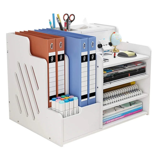 Office Desktop File Organizer Multi-Layer Document Holder A4 Paper Storage Rack Book Stationery Stand - 1