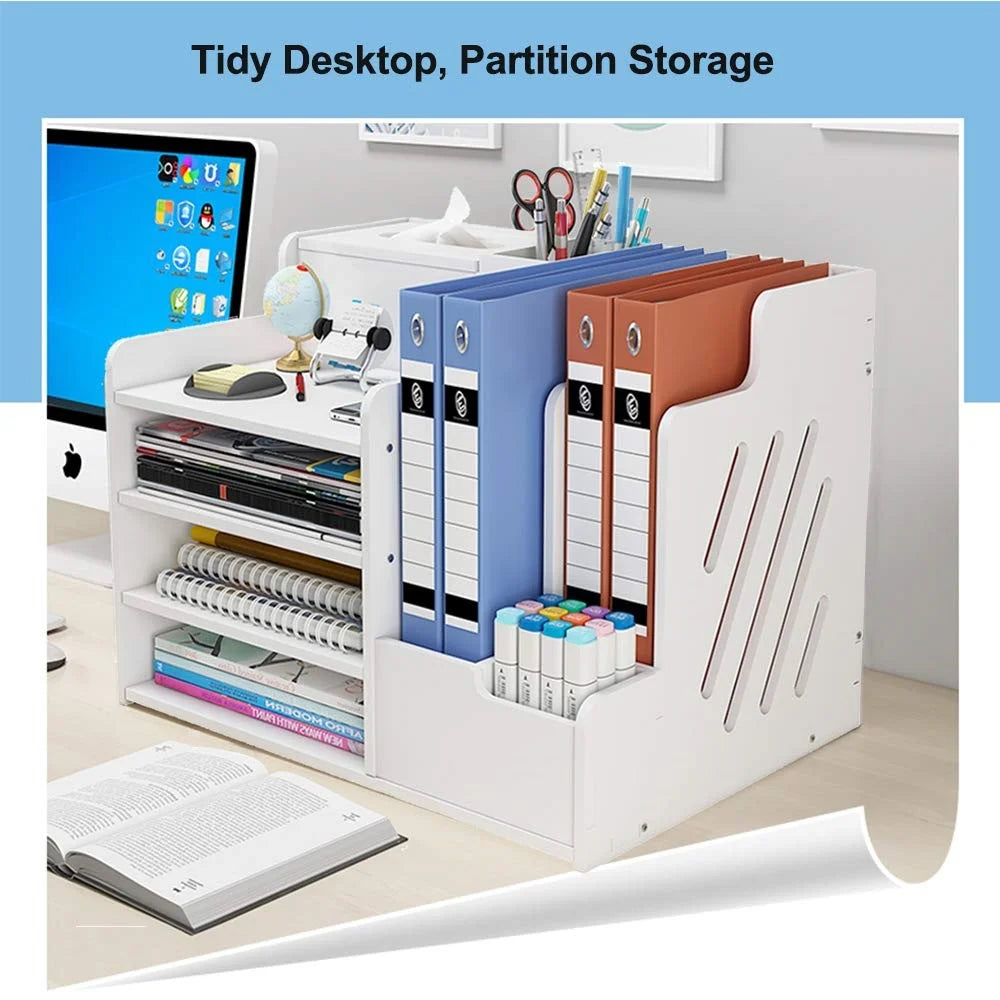 Office Desktop File Organizer Multi-Layer Document Holder A4 Paper Storage Rack Book Stationery Stand - 4