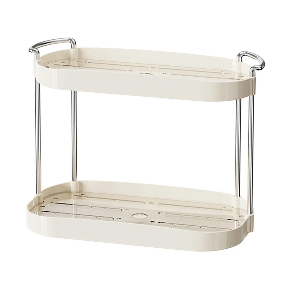 Desktop Cup Organizer Double Layer Draining Rack Glasses Mugs Holder Storage Shelf - 1