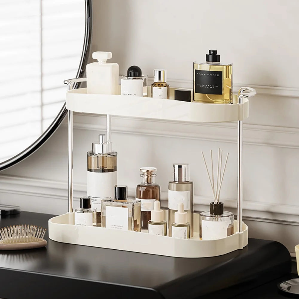 Dual Layer ?Desktop Organizer Vanity Makeup Cosmetics Perfume Storage Rack - 2