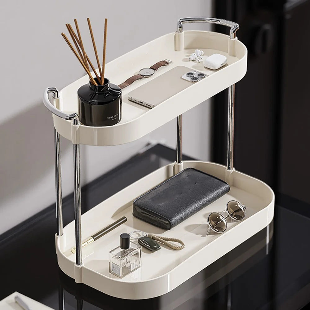 Dual Layer ?Desktop Organizer Vanity Makeup Cosmetics Perfume Storage Rack - 3