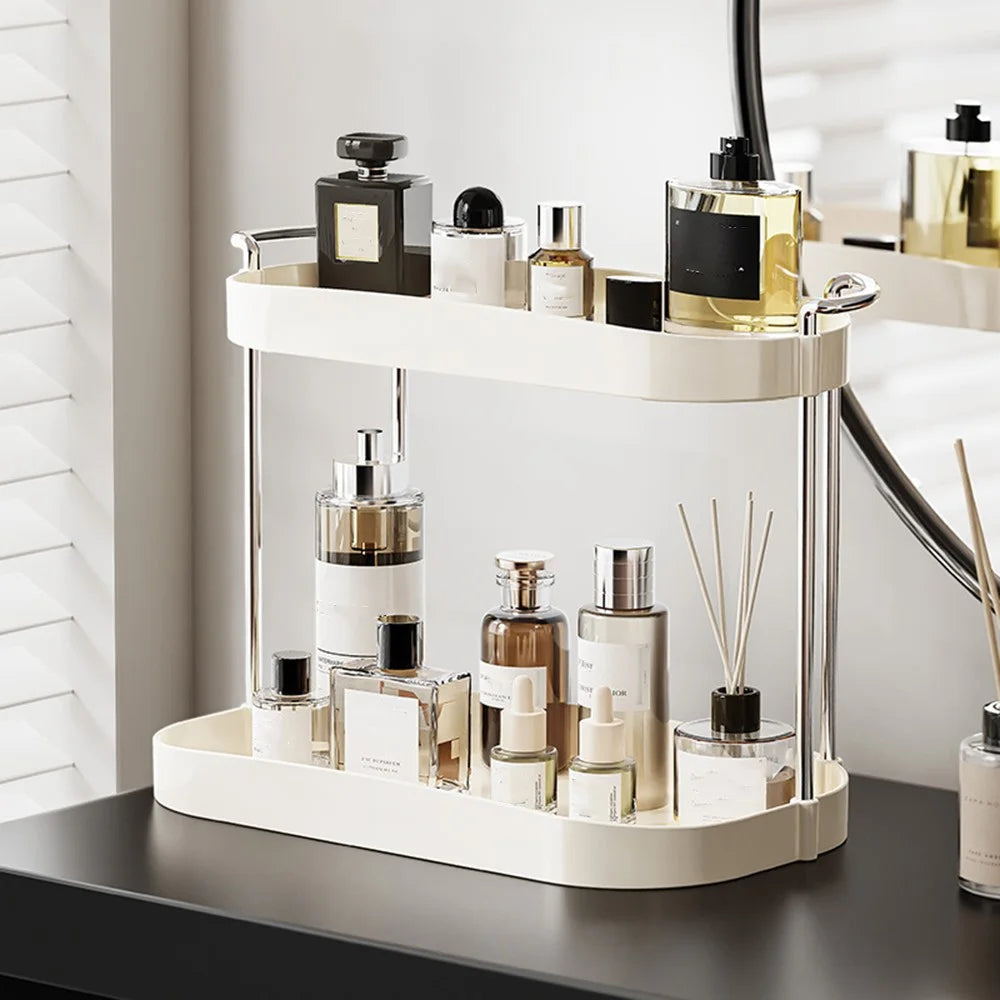 Dual Layer ?Desktop Organizer Vanity Makeup Cosmetics Perfume Storage Rack - 4
