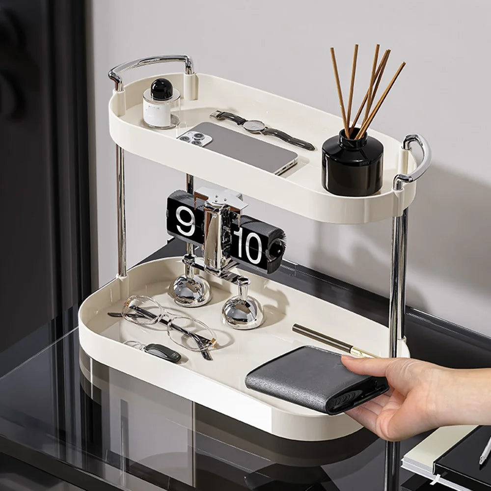 Dual Layer ?Desktop Organizer Vanity Makeup Cosmetics Perfume Storage Rack - 5