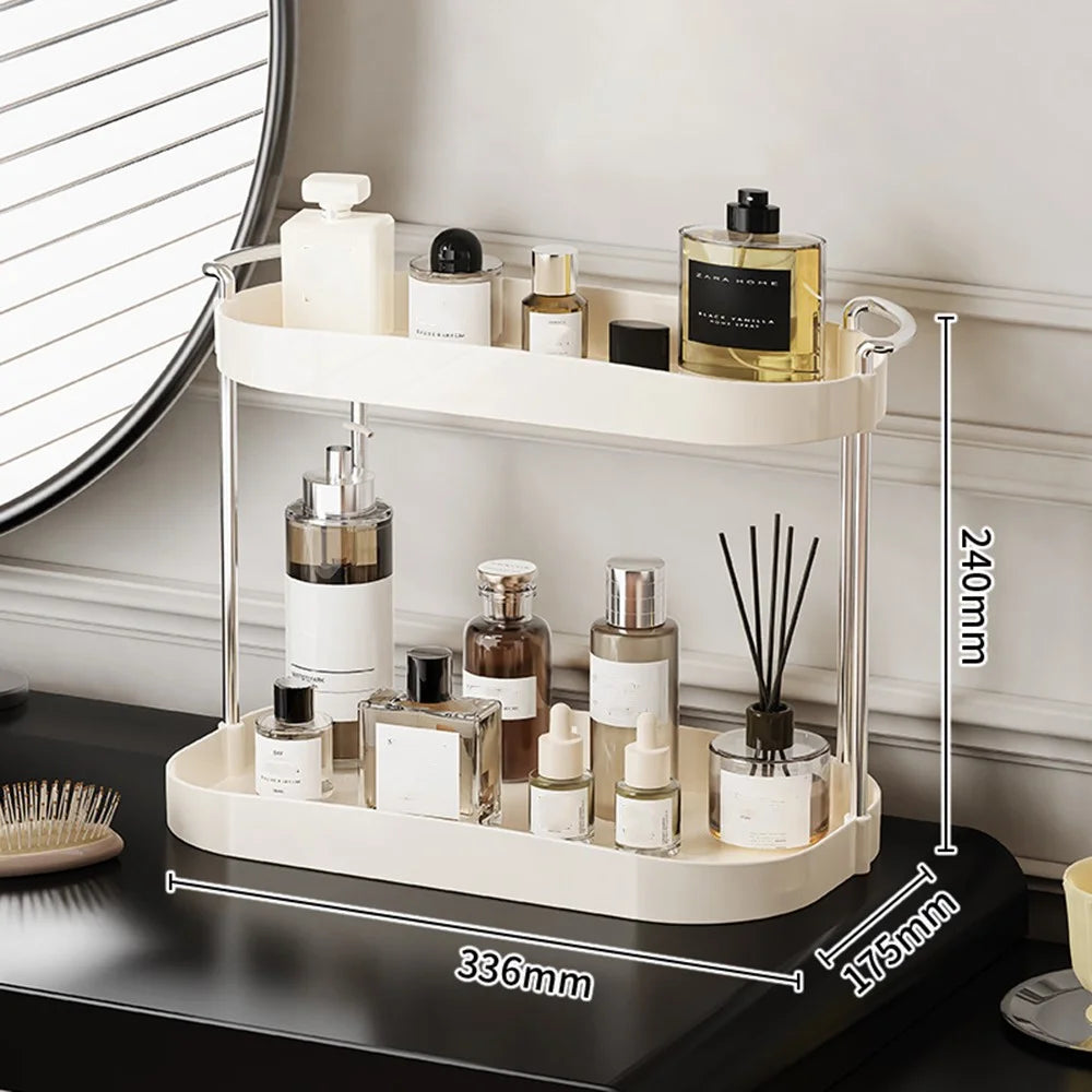 Dual Layer ?Desktop Organizer Vanity Makeup Cosmetics Perfume Storage Rack - 6