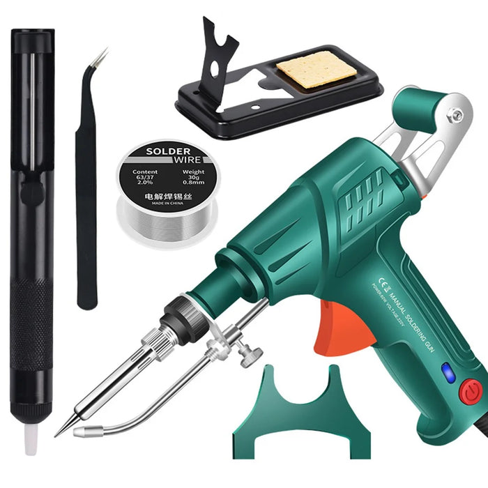 G10-2N Handheld Electric Soldering Iron Gun Internal Heating Automatic Solder Feeder Welding Tool Set, EU Plug - Blackish Green - 1