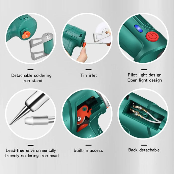 G10-2N Handheld Electric Soldering Iron Gun Internal Heating Automatic Solder Feeder Welding Tool Set, EU Plug - Blackish Green - 2