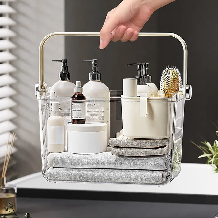 Portable Shower Bath Essentials Toiletries Storage Organizer Bathroom Tote Basket with Inner Small Basket - 4