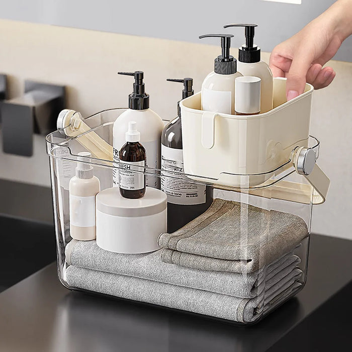 Portable Shower Bath Essentials Toiletries Storage Organizer Bathroom Tote Basket with Inner Small Basket - 5