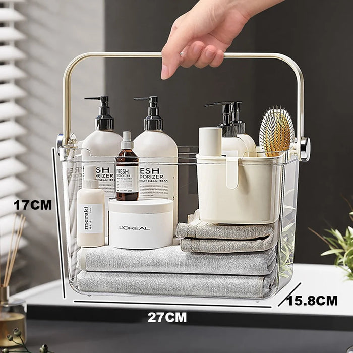 Portable Shower Bath Essentials Toiletries Storage Organizer Bathroom Tote Basket with Inner Small Basket - 6