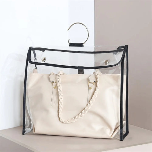 TB-0395 Large Women's Bag Clear Waterproof PVC Hand Bag Multi-use Storage Bag for Home, Size: XL - Transparent/Black Edge - 1