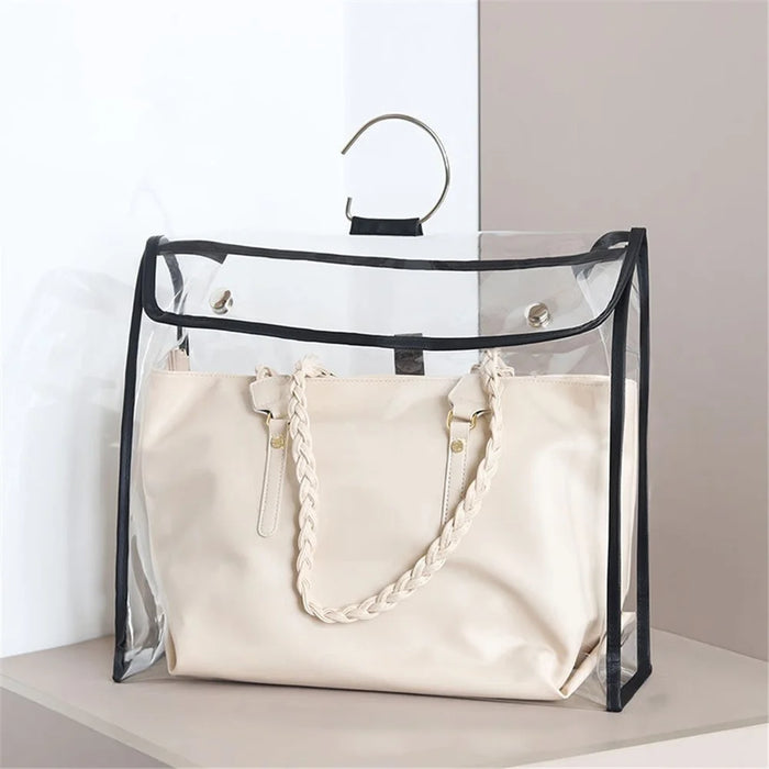 TB-0395 Large Women's Bag Clear Waterproof PVC Hand Bag Multi-use Storage Bag for Home, Size: XL - Transparent/Black Edge - 1